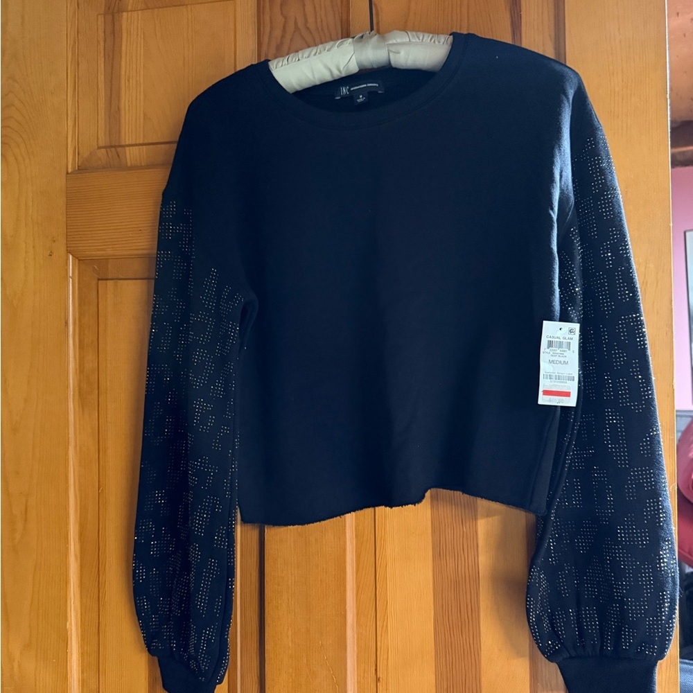INC sweatshirt, glittered sleeves size medium new with tags